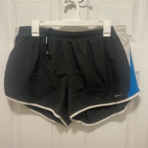 Nike Black and Blue Athletic Shorts with Elastic Waistband